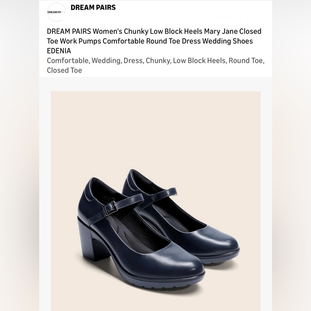 Dream Pairs Navy Chunky Heels